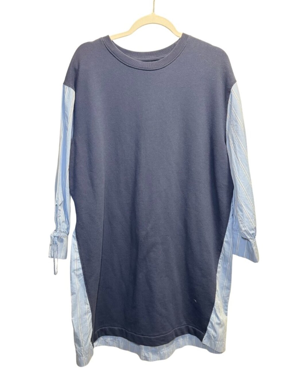 Free Assembly Navy Blue Mixed Media Shirt Dress XL